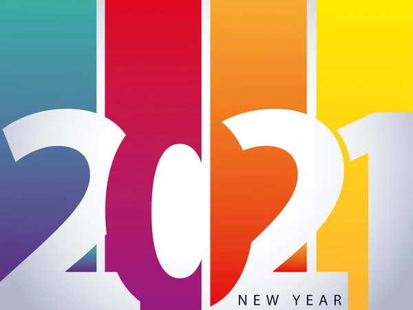 2021 feliz ano novo cartão de saudação com número sobre fundo de cor — Vetor de Stock