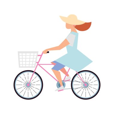 Bisiklet süren genç bir kadın. Boş zaman ve boş zaman.
