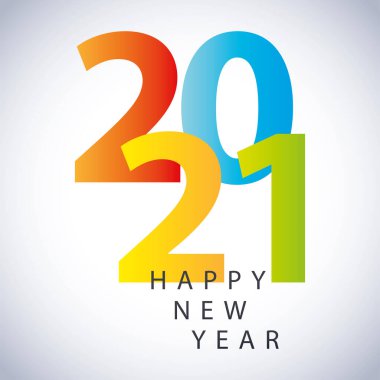 2021 mutlu yıllar renkli numaralar davetiye kartı gri arkaplan