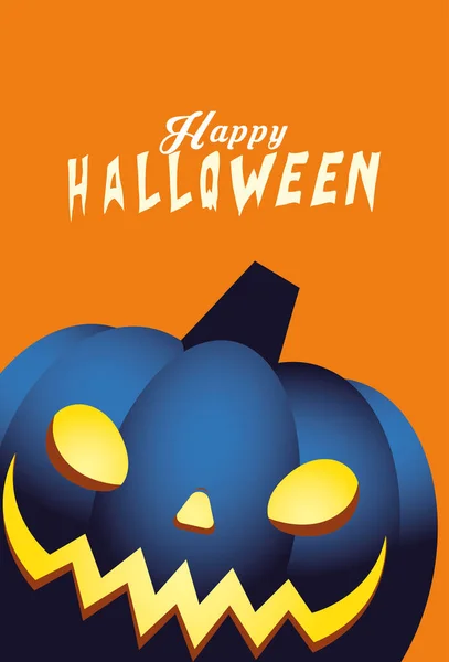 Halloween bleu citrouille dessin animé vecteur design — Image vectorielle