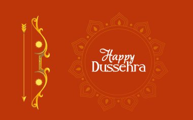 Oklu altın yay ve mutlu dussehra vektör tasarımı mandala süsü.