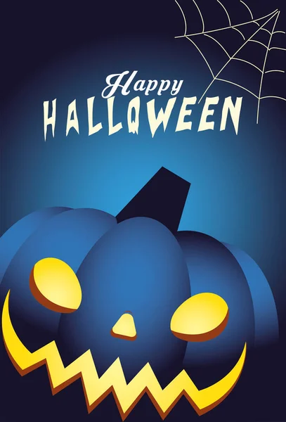 Halloween modrá dýně kreslený vektor design — Stockový vektor