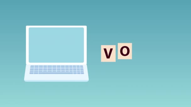 Animasi demokrasi hari pemilihan dengan suara online dengan laptop — Stok Video
