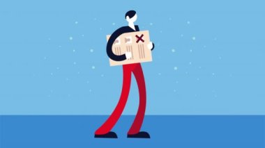 Seçim günü demokratik animasyon Oy kartını kaldıran adamla