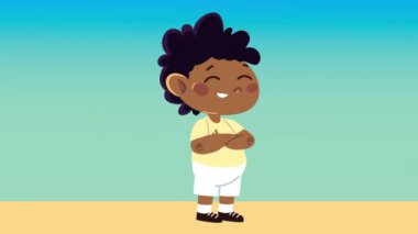 Mutlu afro çocuk animasyon karakteri