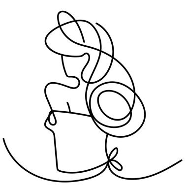 kadın portresi minimalist sürekli çizgi, izole tasarım