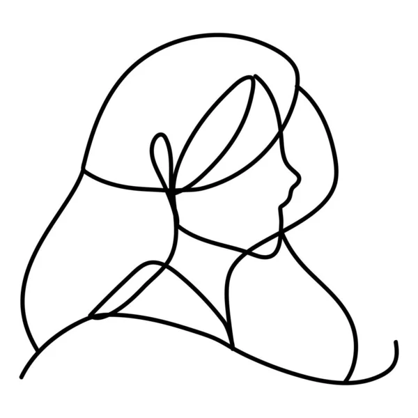 Silhouette de profil femme, style ligne continue — Image vectorielle