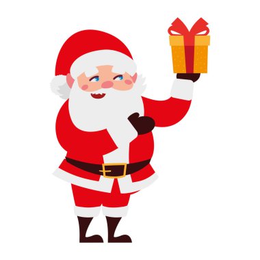 Sürpriz kutu çizgi film karakteri Noel Baba 'yla mutlu Noeller.