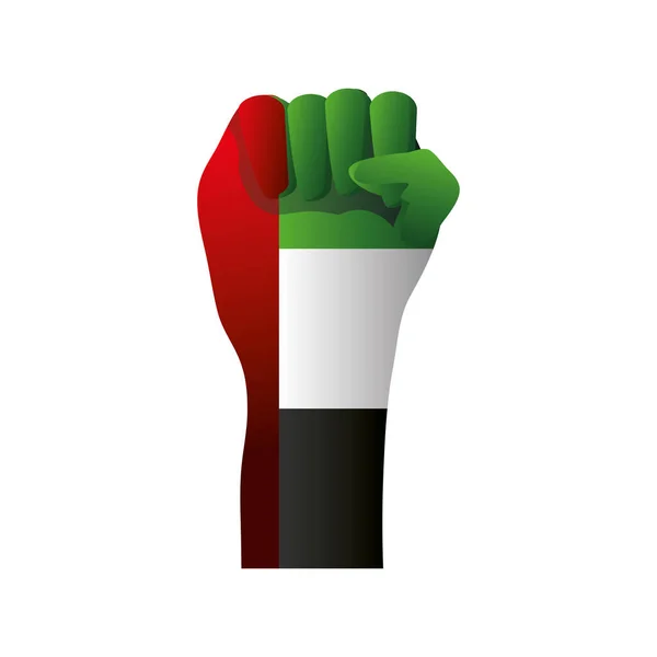 UAE National day, flag in hand fist — Stock Vector