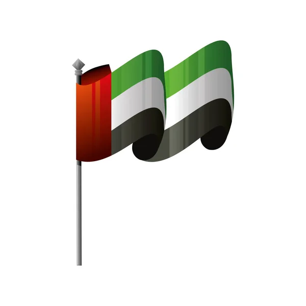 UAE National day, waving flag in pole — Stock Vector