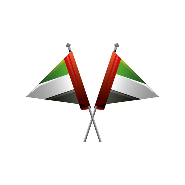 Emiratos Árabes Unidos Día Nacional, banderas de traingle cruzadas patriotismo — Vector de stock