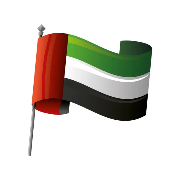 UAE National day, wrapped flag in pole — Stock Vector