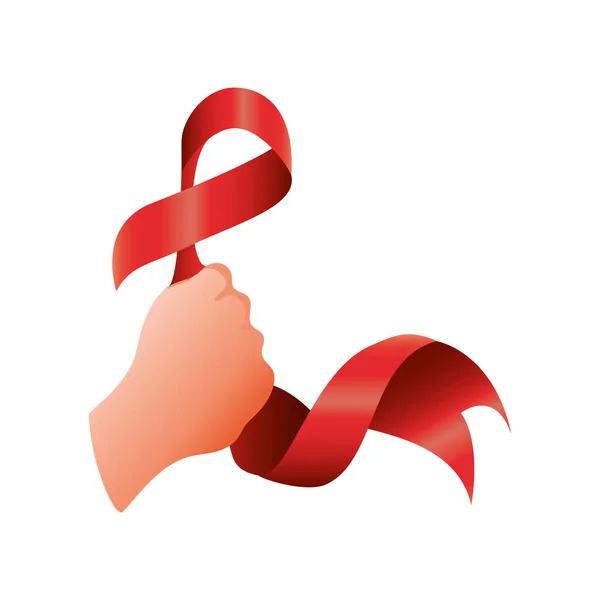 World aids day, hand holding awareness ribbon — Stock Vector