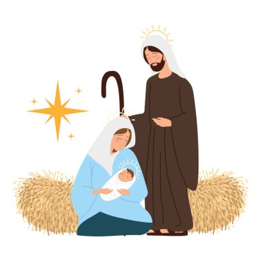 İsa 'nın doğuşu, yemlik sahnesi Bebek İsa ve Joseph' in kutsal Meryem 'i