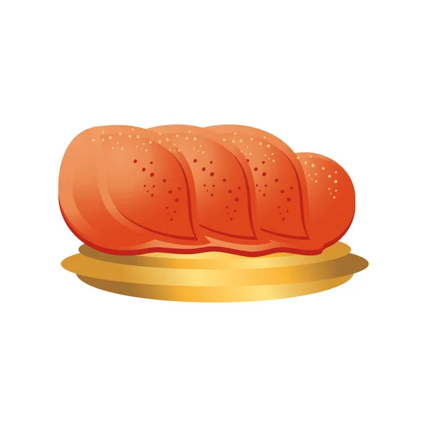 Bread on saucer food breakfast flat icon — Stock Vector
