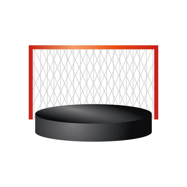 Hockey-Tor und Puck Sport Equiment detaillierte Design-Ikone — Stockvektor