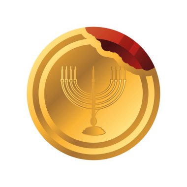 Hanuka, Yahudi sikkesi ve düz menorah simgesi.