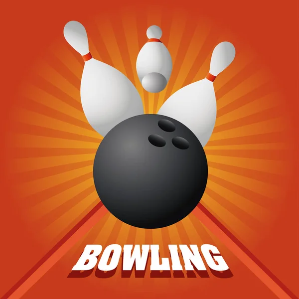 Bowlingball und Stifte Sport equiment sunburst Hintergrund detailliert — Stockvektor