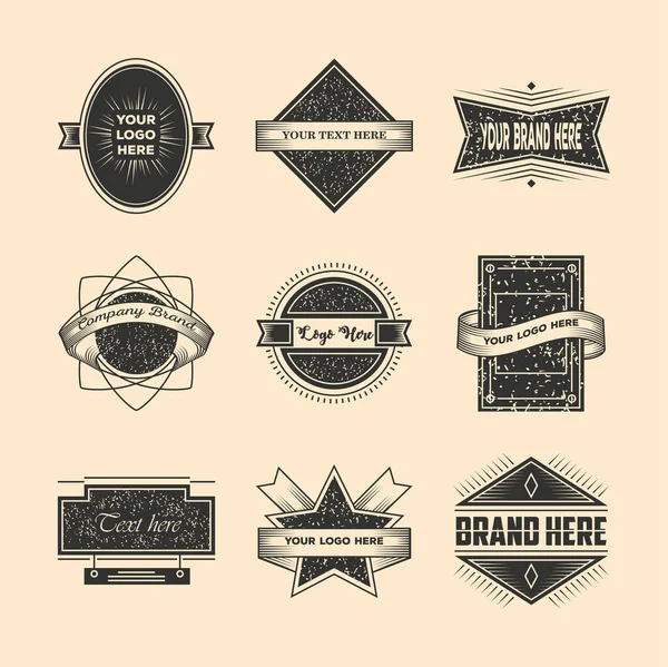 Insignes vintage ou logotype ensemble de marque, éléments, signes d'entreprise — Image vectorielle