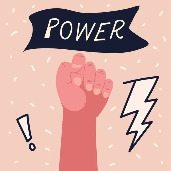 Flicka makt, kvinna upp handen stark attityd — Stock vektor