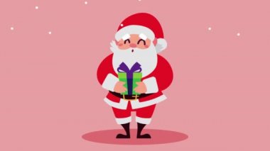 Mutlu noel animasyonları Noel baba ve hediyeyle