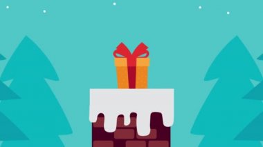 Bacadaki hediyelerle mutlu noel animasyonları