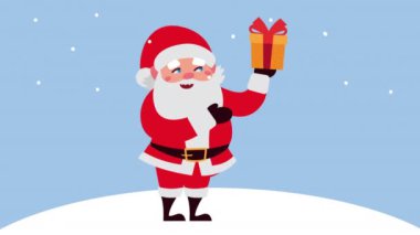 Noel Baba kaldırma hediyesiyle Mutlu Noeller animasyonu