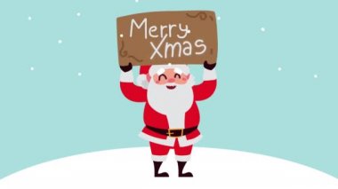 Mutlu noel animasyonları Noel baba kaldırma etiketi ile