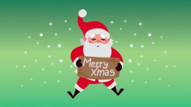 Mutlu noel animasyonları Noel baba kaldırma etiketi ile