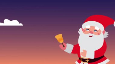 Mutlu noel animasyonları Noel Baba çan çalıyor.