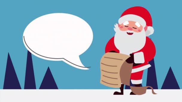 Feliz Navidad venta animación con santa claus con bolsas de compras — Vídeos de Stock