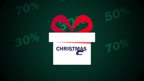 Feliz Natal animação venda feliz com presentes e percentagens números — Vídeo de Stock