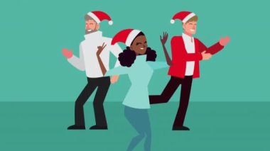 Irklar arası insanlarla mutlu noel animasyonları