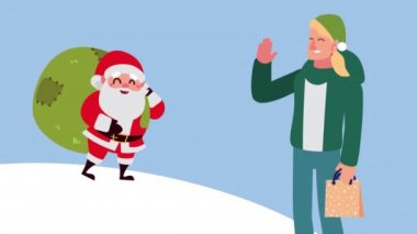 Mutlu noel animasyonları. Noel baba ve adamla.