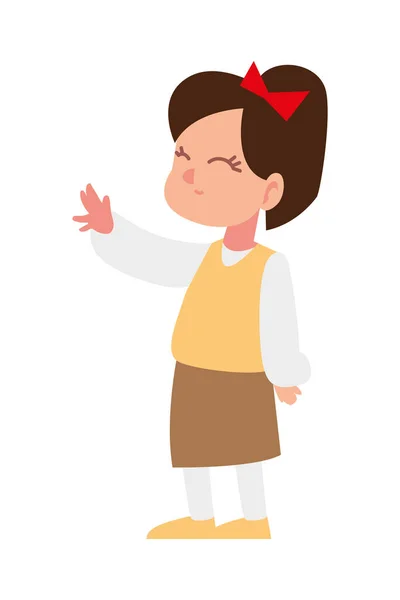 Niedliche kleine Mädchen Zeichentrickfigur stehend — Stockvektor