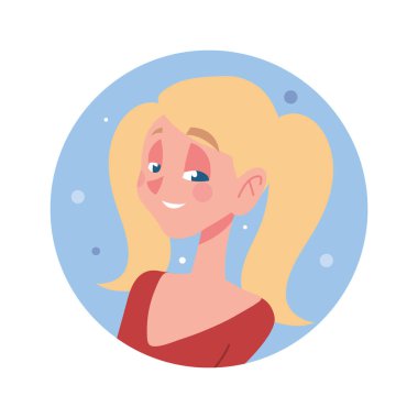 Blonde girl character avatar in cartoon flat style round icon vector Blonde girl character avatar in cartoon flat style round icon vector