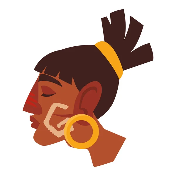 Hombre guerrero azteca personaje con pendiente redondo — Vector de stock