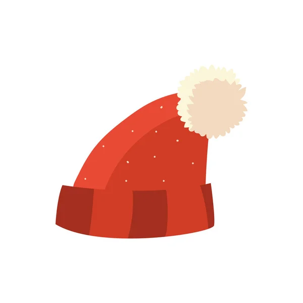 Зимняя шляпа с помпоном иконка изолированный дизайн — стоковый вектор