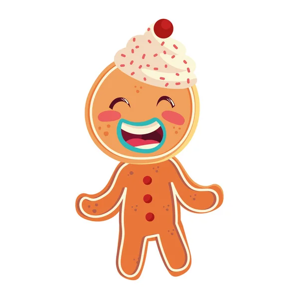 白背景的姜饼人卡通人物圣诞节 — 图库矢量图片
