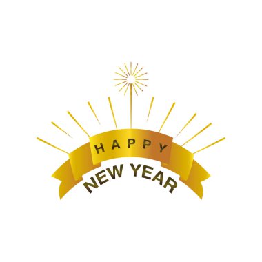 Mutlu yıllar 2021 altın kurdele beyaz arkaplanda parlak yazı