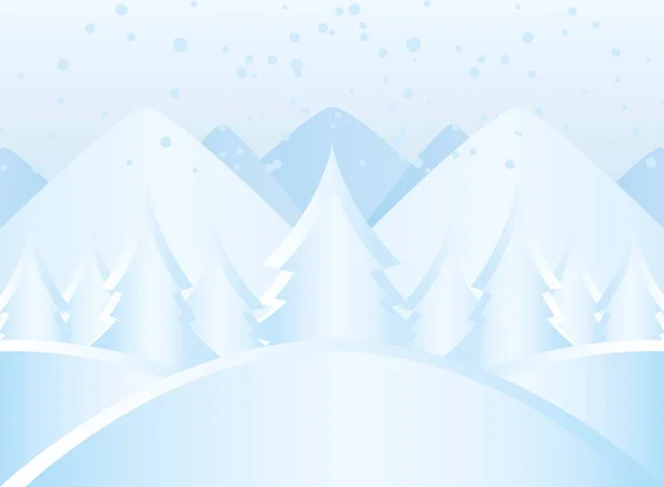 Invierno paisaje nevadas montañeses y bosque fondo — Vector de stock