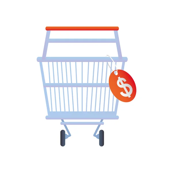 Online shopping, cart tag price market icon isolated design — 스톡 벡터