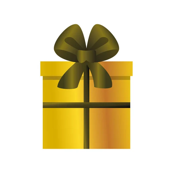 Goldene Geschenkbox und Verbeugung Feier auf weißem Hintergrund — Stockvektor