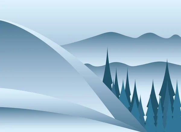冬の風景松林の丘自然背景 — ストックベクタ