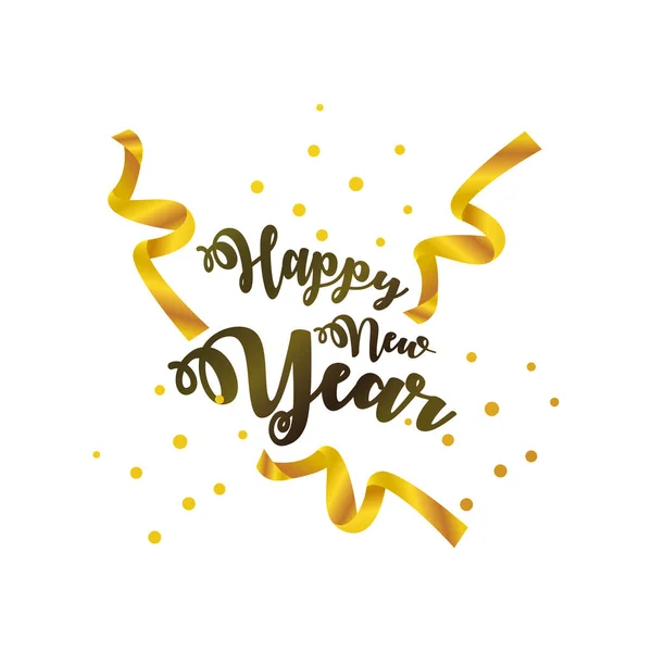 Happy new year 2021 golden lettering ribbon on white background — Stock Vector