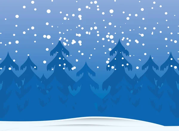 겨울 풍경 소나무와 눈이 내리는 풍경 — 스톡 벡터
