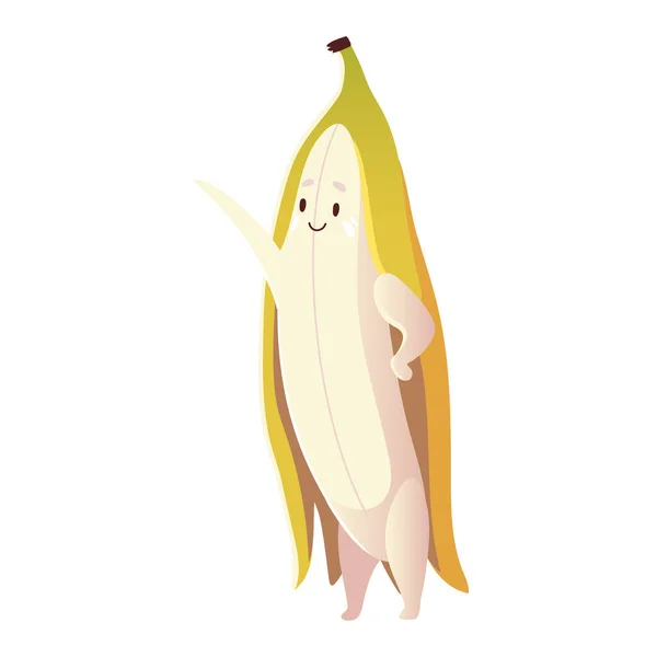 Frutas kawaii divertido cara felicidad lindo plátano dibujos animados — Archivo Imágenes Vectoriales