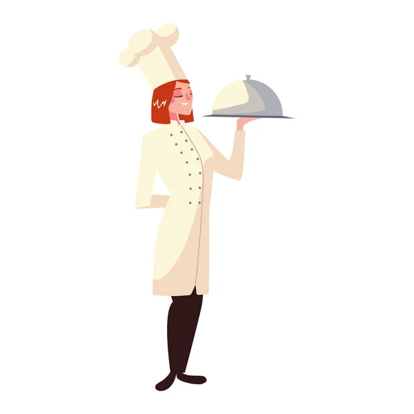 Chef feminino serviço de catering trabalhador ocupação restaurante — Vetor de Stock