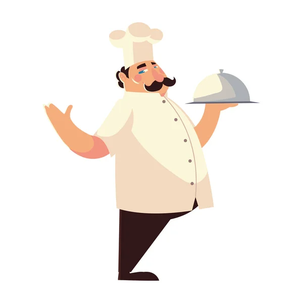 Chef que serve comida trabalhador ocupação restaurante — Vetor de Stock