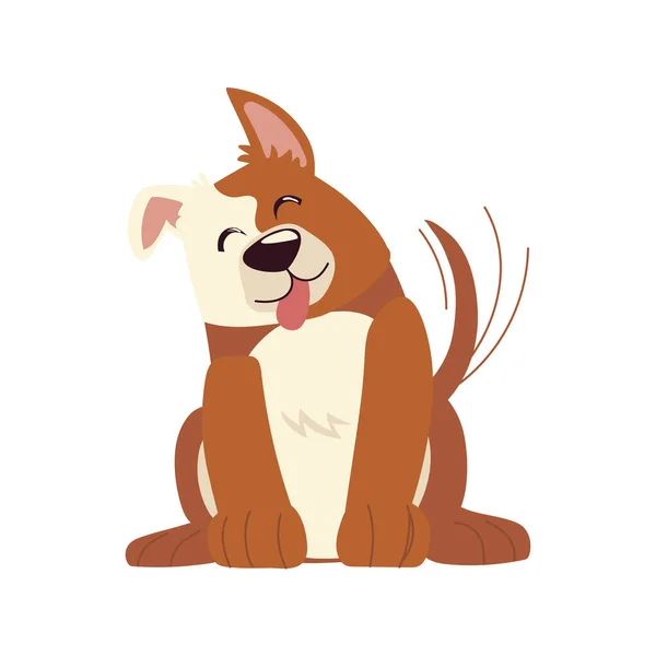 Söt hund med tunga ut husdjur ikon — Stock vektor